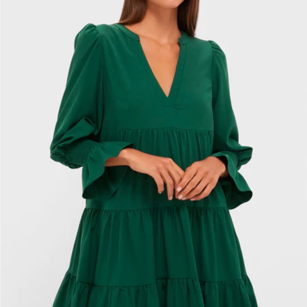 Tuckernuck Pomander Place Hunter Green Crepe Kenzo Dress
